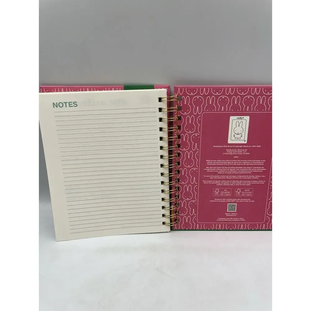 Miffy 17 Month Planner/Calendar August 2026 – Dec 2027